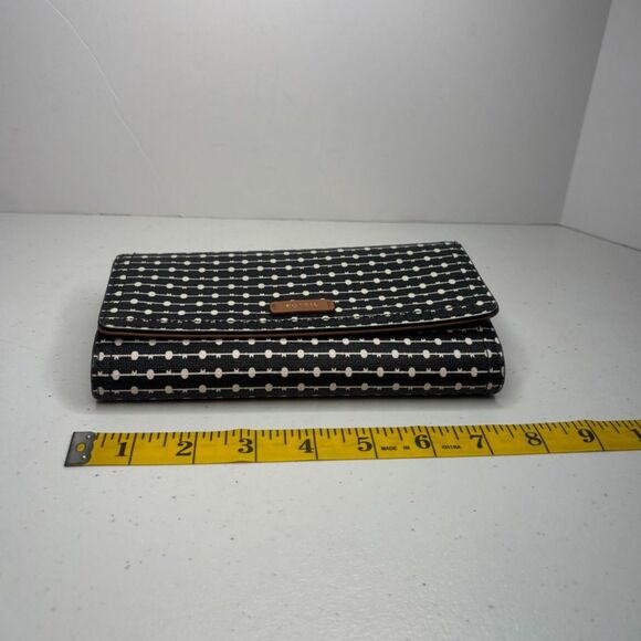 Fossil Polka dot Leather Bifold Clutch RFID Wallet Womens Designer - Picture 11 of 12